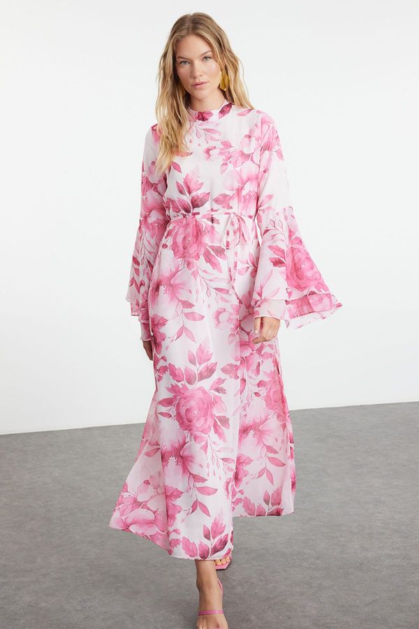 Trendyol Trendyol Fuchsia Lined Woven Chiffon Floral Pattern Dress