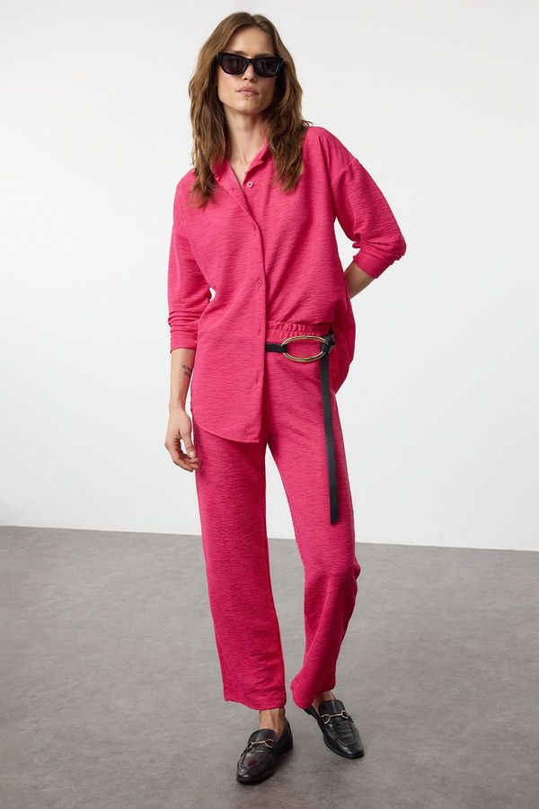 Trendyol Trendyol Fuchsia Relaxed Cut Knitted Shirt and TrousersTop-Bottom Set