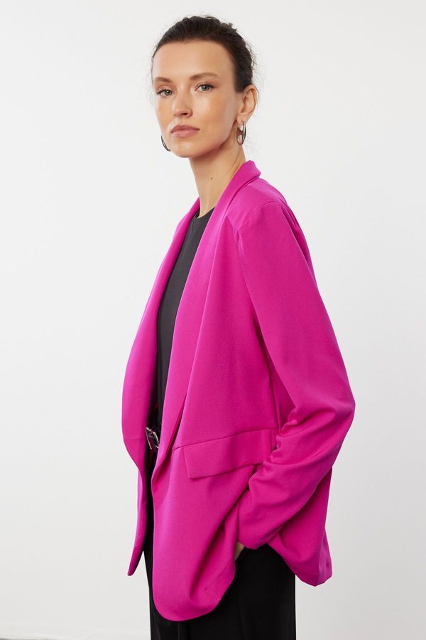 Trendyol Trendyol Fuchsia Shawl Collar Lined Regular Fit Blazer Jacket