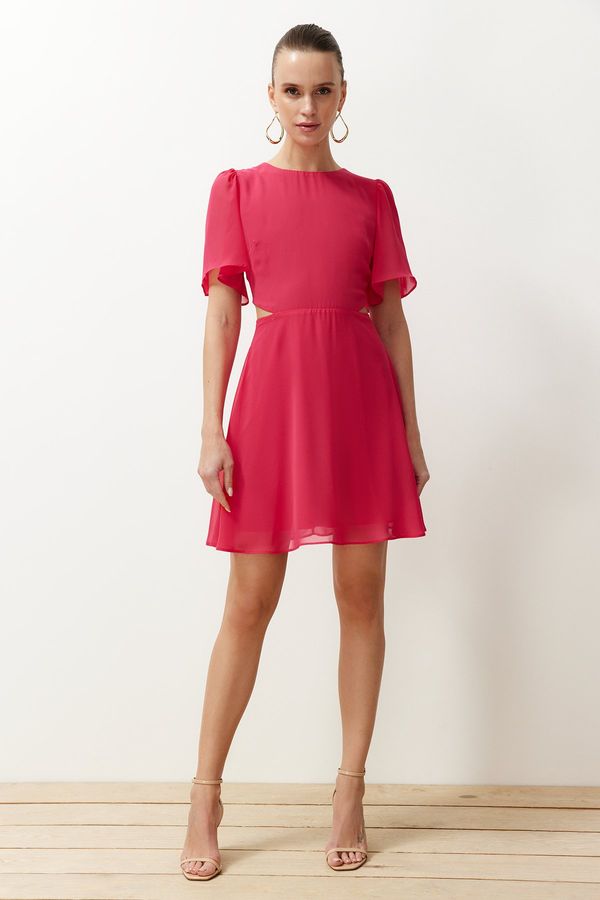 Trendyol Trendyol Fuchsia Skirt Waist Opening Cut Out/Window Detail Mini Woven Dress