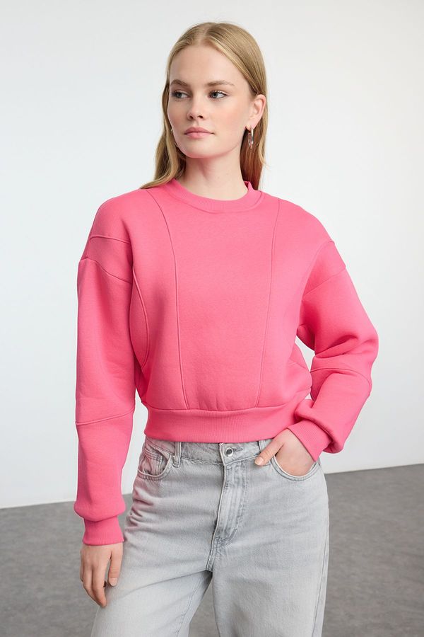 Trendyol Trendyol Fuchsia Thick Inside Polar Stitching Detailed Regular/Normal Pattern Knitted Sweatshirt