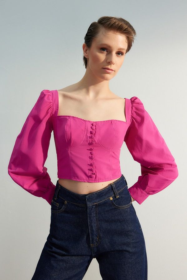 Trendyol Trendyol Fuchsia Woven Balloon Sleeve Blouse