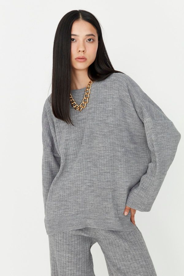 Trendyol Trendyol Gray Crew Neck Sweater Top-Upper Suit