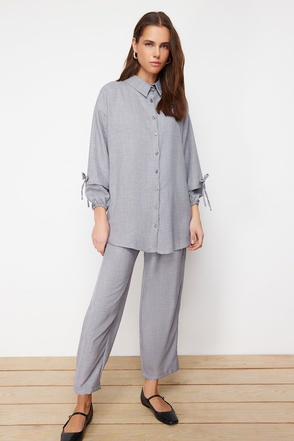 Trendyol Trendyol Gray Linen Look Woven Two Piece Set