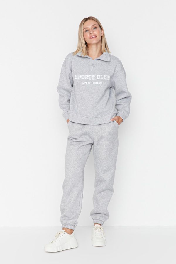 Trendyol Trendyol Gray Loose Jogger Fleece Inside Knitted Sweatpants