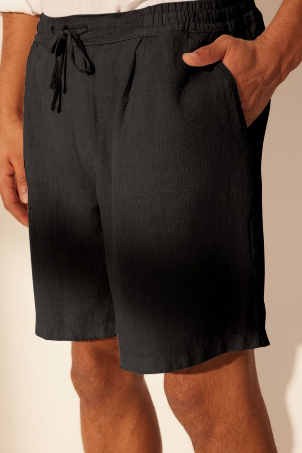 Trendyol Trendyol Gray Regular Fit Limited Edition 100% Linen Elastic Waist Shorts & Bermuda