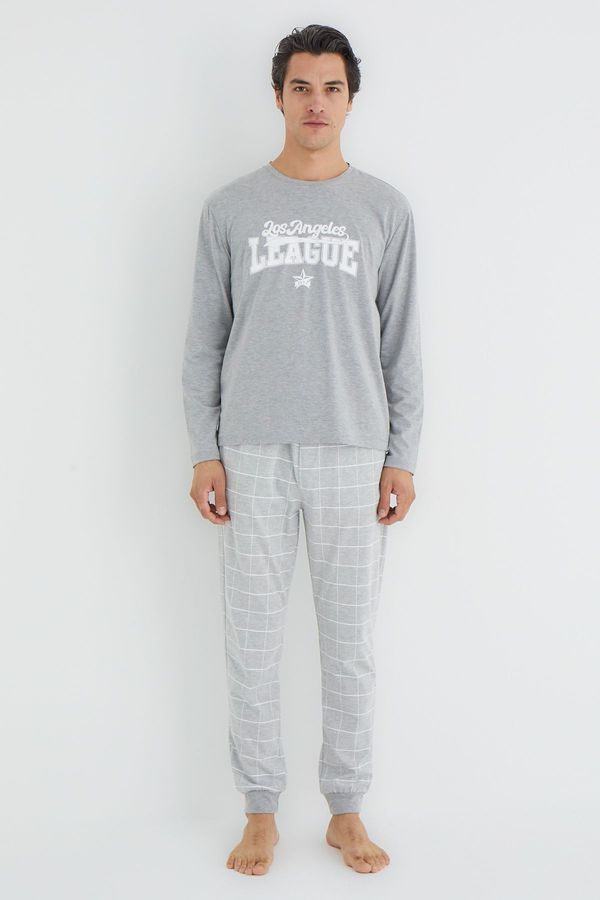 Trendyol Trendyol Gray Regular Fit Plaid Knitted Pajama Set