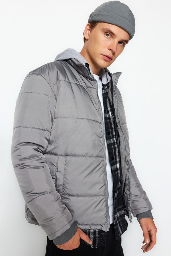 Trendyol Trendyol Gray Regular Fit Water and Wind Resistant Puffer Winter Coat