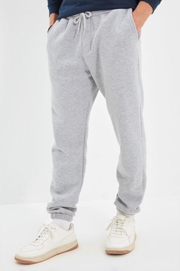 Trendyol Trendyol Gray Regular/Normal Cut Sweatpants with Elastic Waistband and Fleece Inside