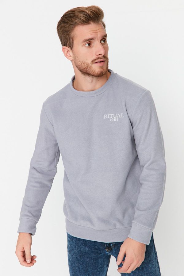 Trendyol Trendyol Gray Regular/Normal Cut Warm Thick Fleece Sweatshirt