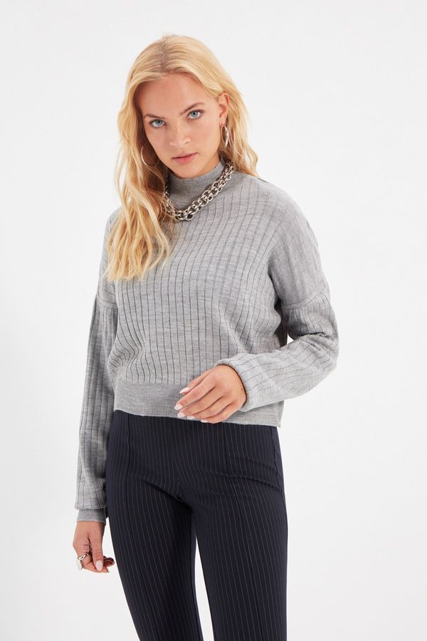 Trendyol Trendyol Gray Stand Up Collar Knitwear Sweater