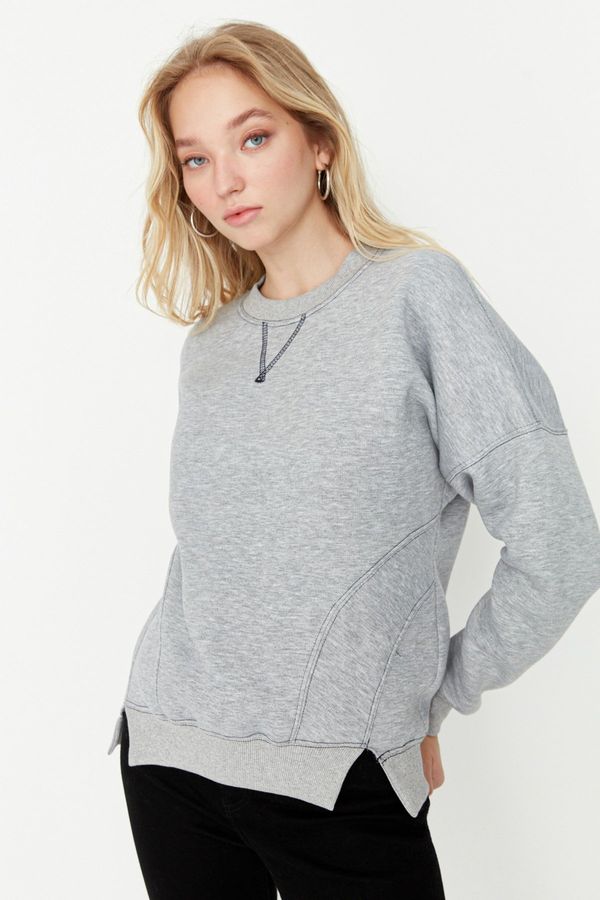 Trendyol Trendyol Gray Stitching Detail Fleece Inner Sports Sweatshirt