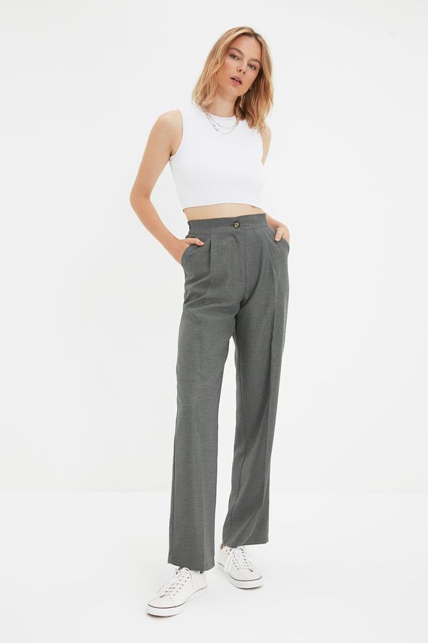 Trendyol Trendyol Gray Straight/Straight Fit Woven Trousers