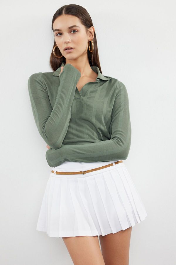 Trendyol Trendyol Green Basic Polo Neck Fine Knitwear Sweater