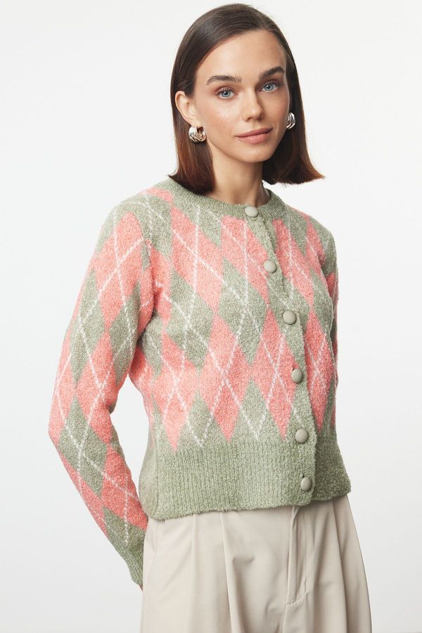 Trendyol Trendyol Green Boucle Jacket-Looking Knitwear Cardigan