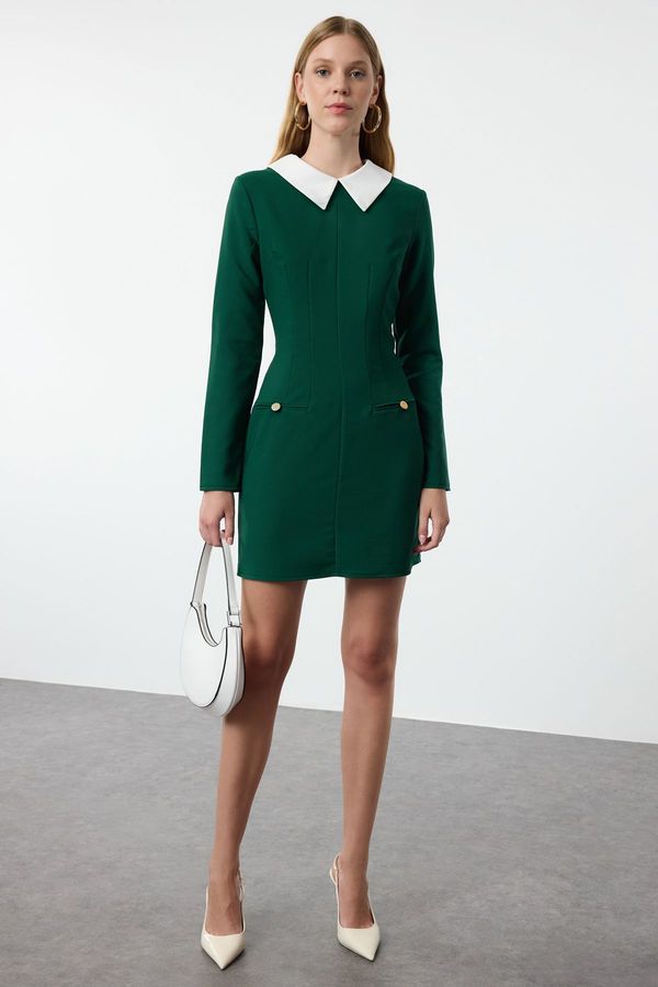 Trendyol Trendyol Green Collar Detailed Woven Dress