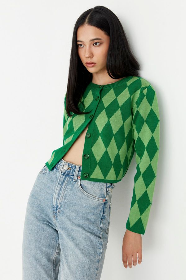 Trendyol Trendyol Green Crop Knitwear Cardigan