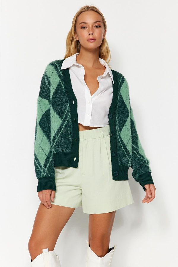 Trendyol Trendyol Green Feather Knitwear Cardigan