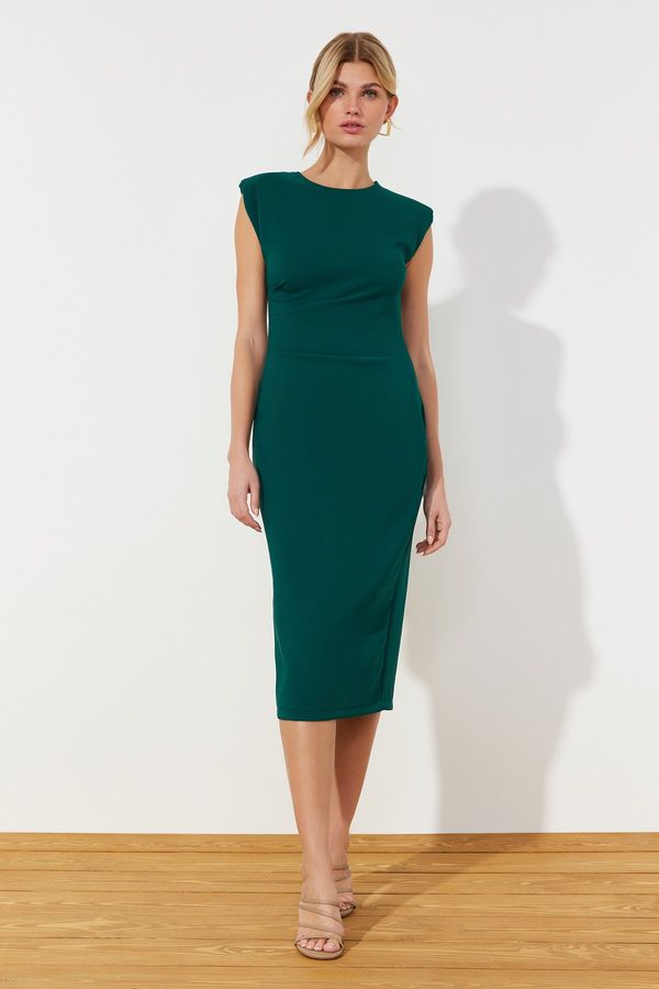 Trendyol Trendyol Green Fitted Midi Pencil Skirt Woven Dress