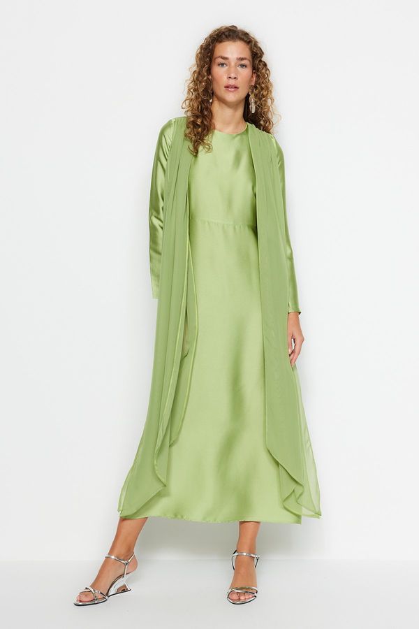 Trendyol Trendyol Green Flight Flight Satin Evening Dress