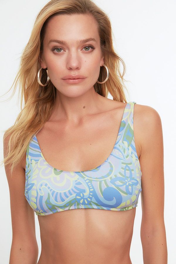 Trendyol Trendyol Green Floral Print Bandeau Bikini Top