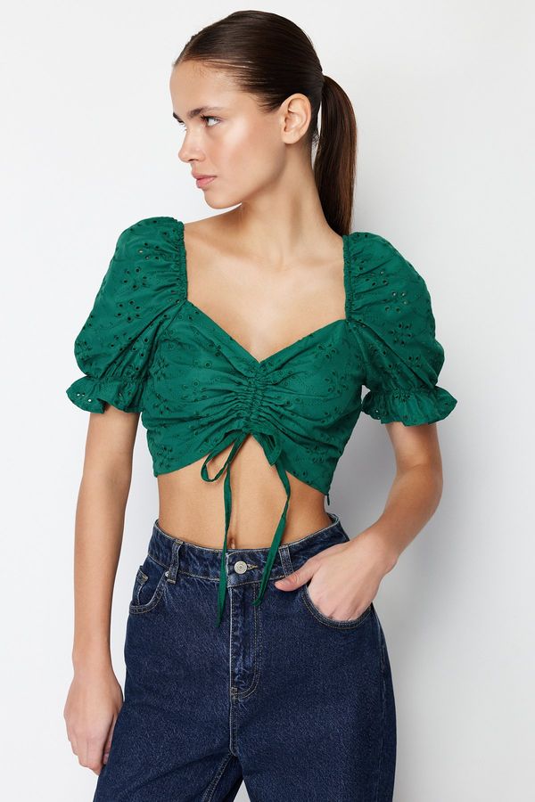 Trendyol Trendyol Green Gathered Detailed Woven Blouse