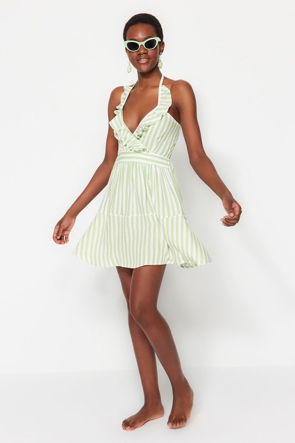 Trendyol Trendyol Green Mini Woven Backless Beach Dress