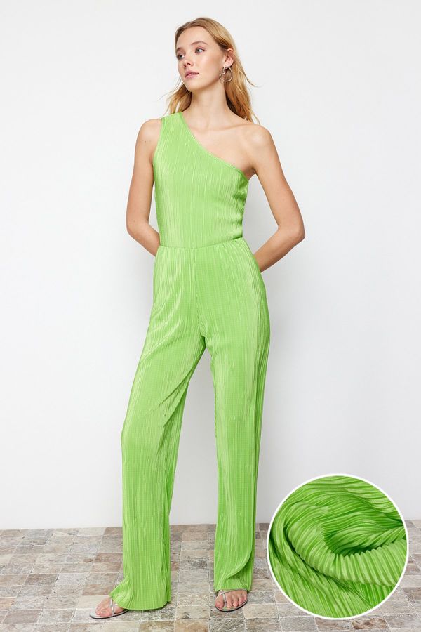 Trendyol Trendyol Green Pleat Lined Stretchy Knitted Trousers