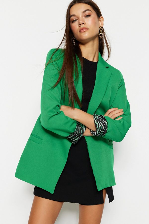 Trendyol Trendyol Green Regular Lining Detailed Woven Blazer Jacket