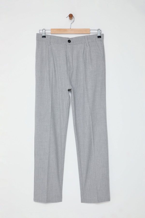 Trendyol Trendyol Grey Pleated Baggy Fit Classic Fabric Trousers Fit Trousers