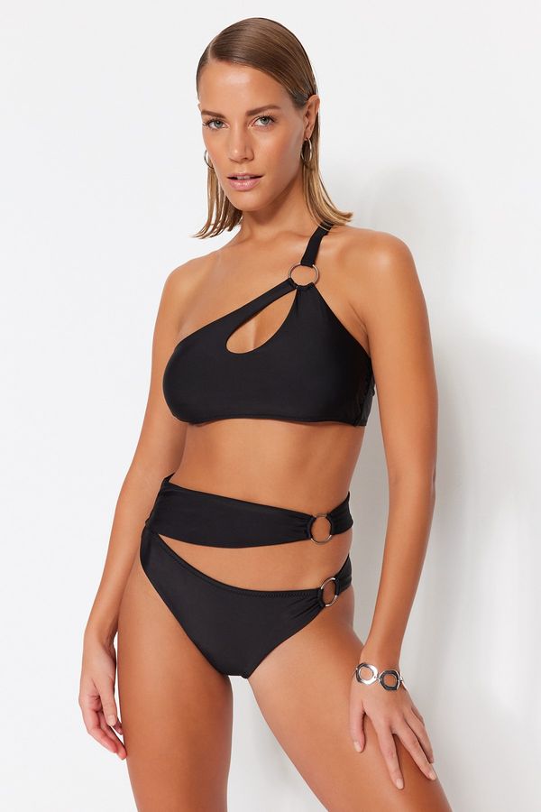 Trendyol Trendyol High Waist Normal Leg Bikini Bottom with Black Accessories