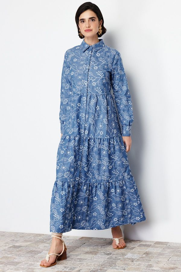 Trendyol Trendyol Indigo Cotton Woven Shirt Dress