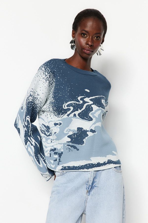 Trendyol Trendyol Indigo Patterned Knitwear Sweater