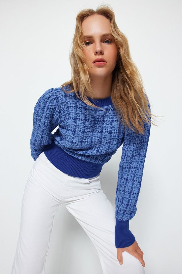 Trendyol Trendyol Indigo Silvery Tweed Look Knitwear Sweater