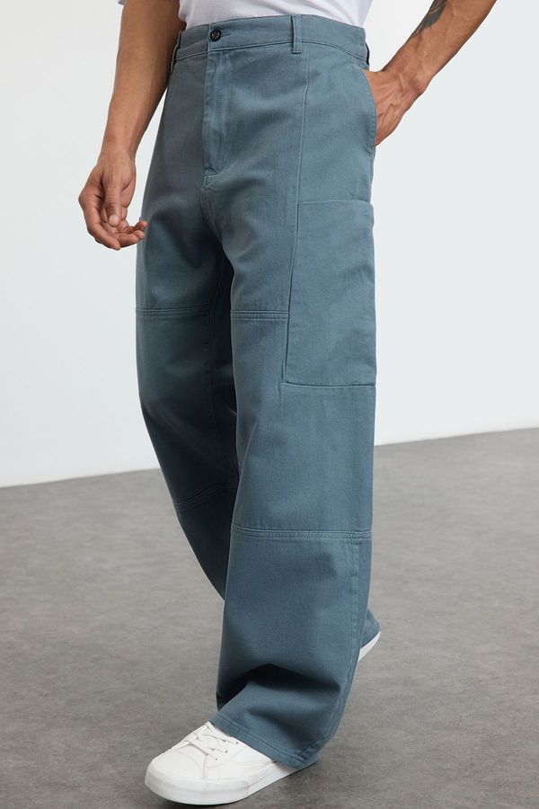 Trendyol Trendyol Indigo Straight Fit Gabardine Baggy Trousers