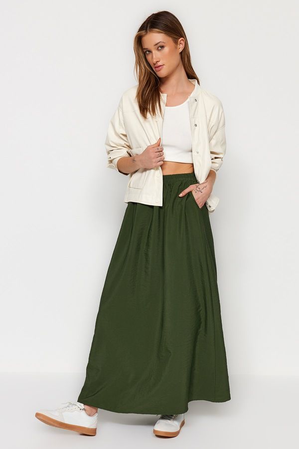 Trendyol Trendyol Khaki A-line Parachute Fabric Maxi Woven Skirt