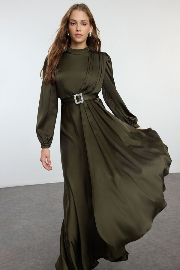 Trendyol Trendyol Khaki Belt Detailed Woven Evening Dress