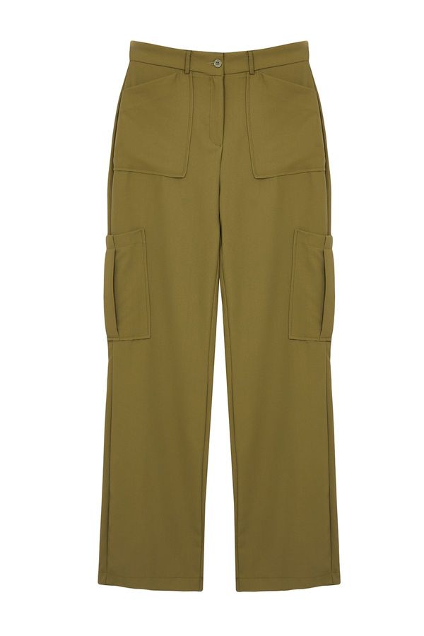 Trendyol Trendyol Khaki Cargo Straight Cut Double Pocket Woven Trousers