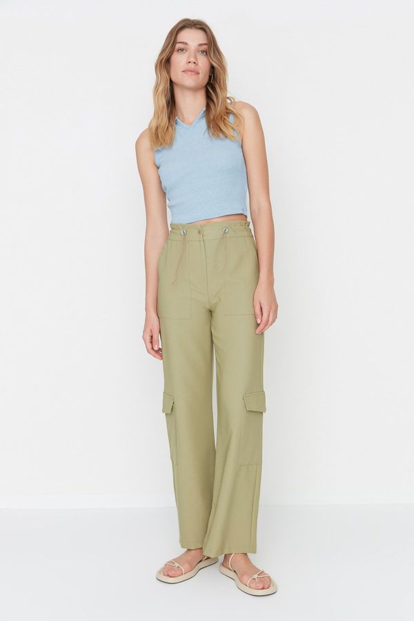 Trendyol Trendyol Khaki Cargo Trousers with Woven Rope Detail