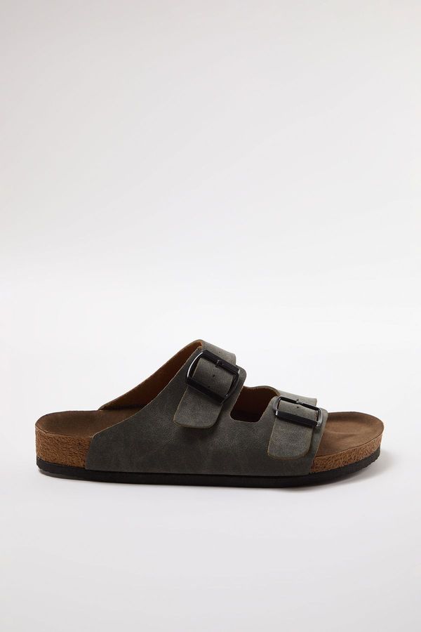 Trendyol Trendyol Khaki Double-Strap Men's Slippers