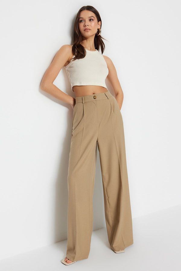 Trendyol Trendyol Khaki Iron-On Trace Wide Leg Trousers