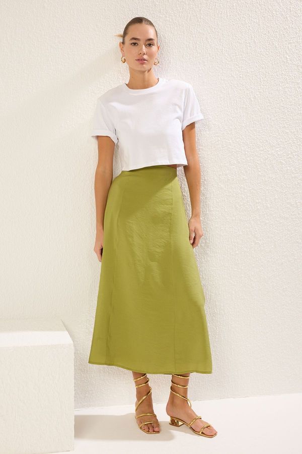 Trendyol Trendyol Khaki Modal Fabric A-line Maxi Length Woven Skirt
