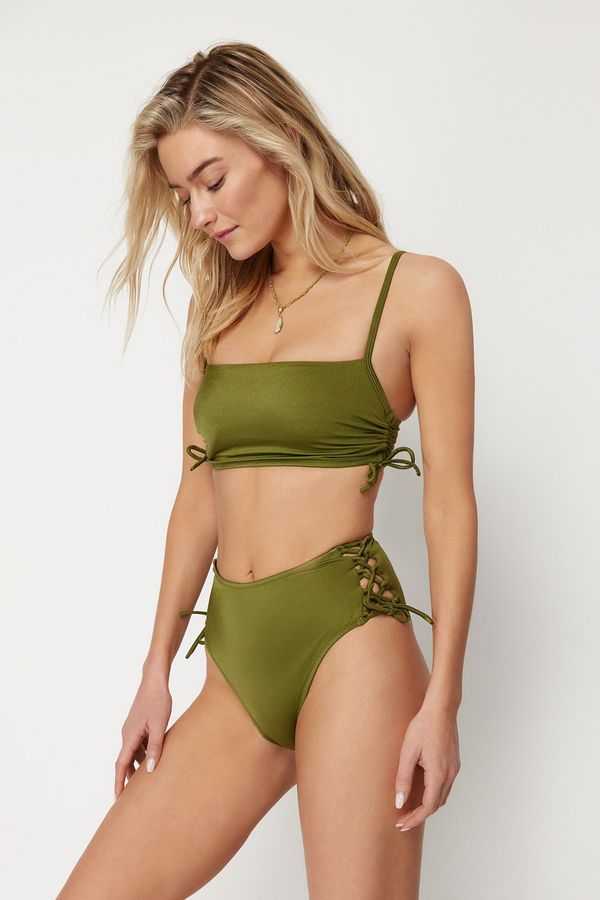 Trendyol Trendyol Khaki Piping High Waist Hipster Bikini Bottom