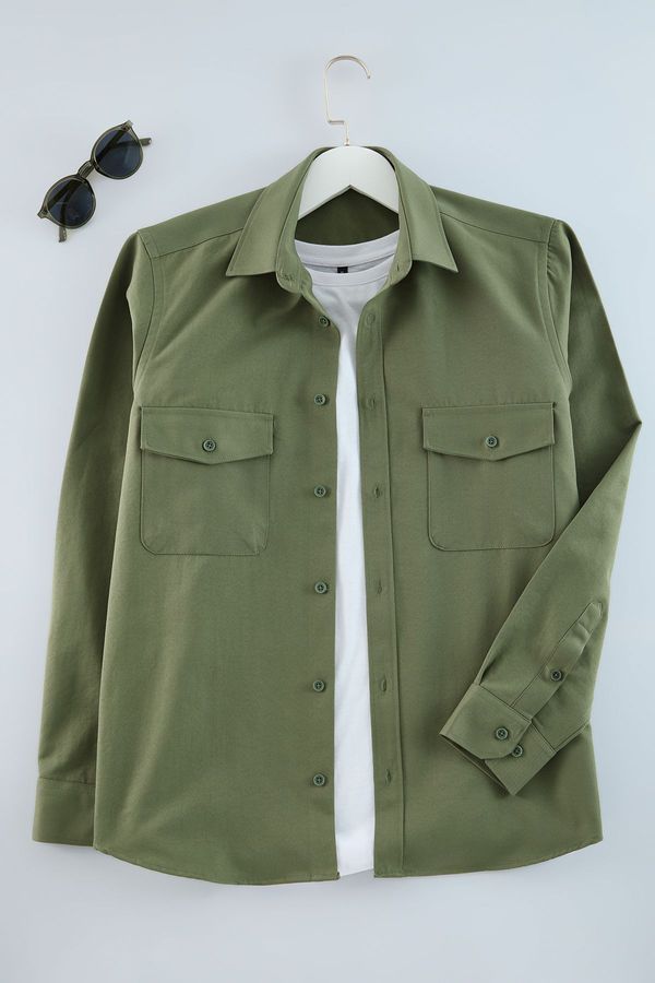 Trendyol Trendyol Khaki Regular Fit Gabardine Shirt Jacket