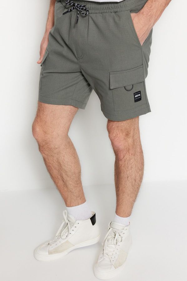 Trendyol Trendyol Khaki Regular Fit Label Detailed Shorts