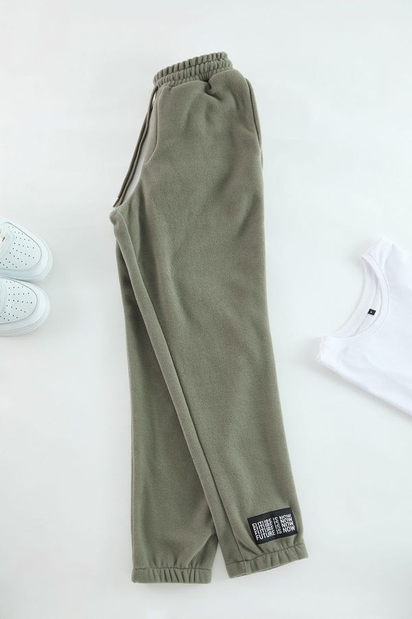 Trendyol Trendyol Khaki Regular/Normal Cut Rubber Ankle Fleece Warm Sweatpants