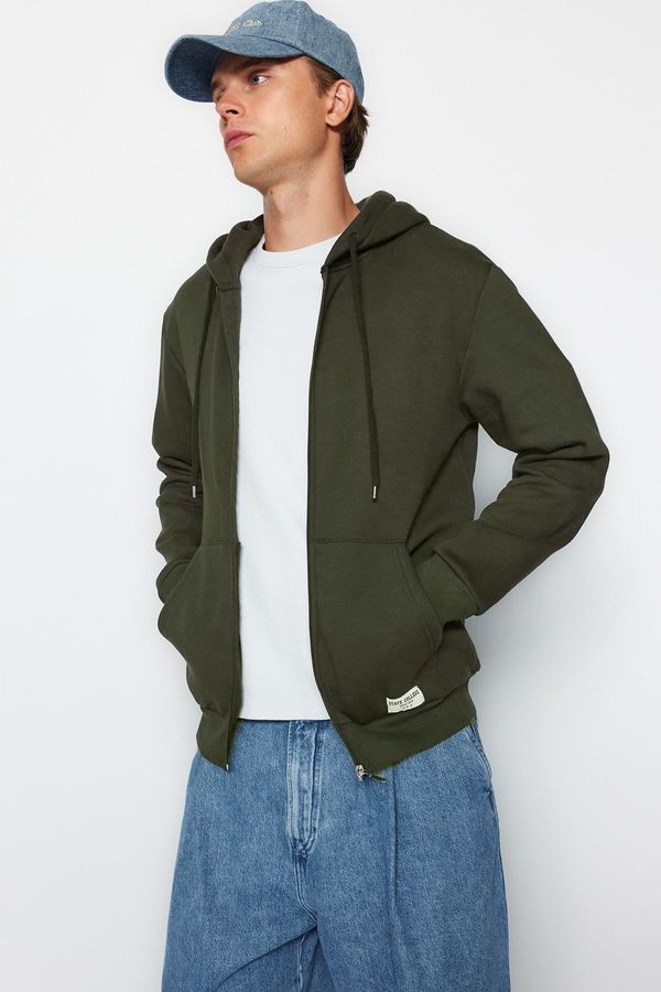 Trendyol Trendyol Khaki Regular/Normal Cut Zippered Labeled Inside Polar Fleece/Warm Sweatshirt