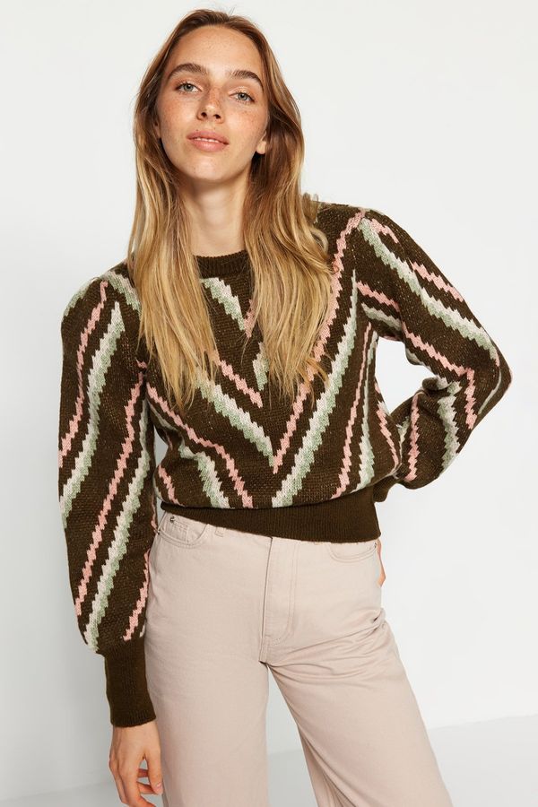 Trendyol Trendyol Khaki Soft Textured Knitwear Sweater