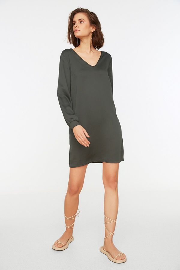 Trendyol Trendyol Khaki V-Neck Dress With Back Detail