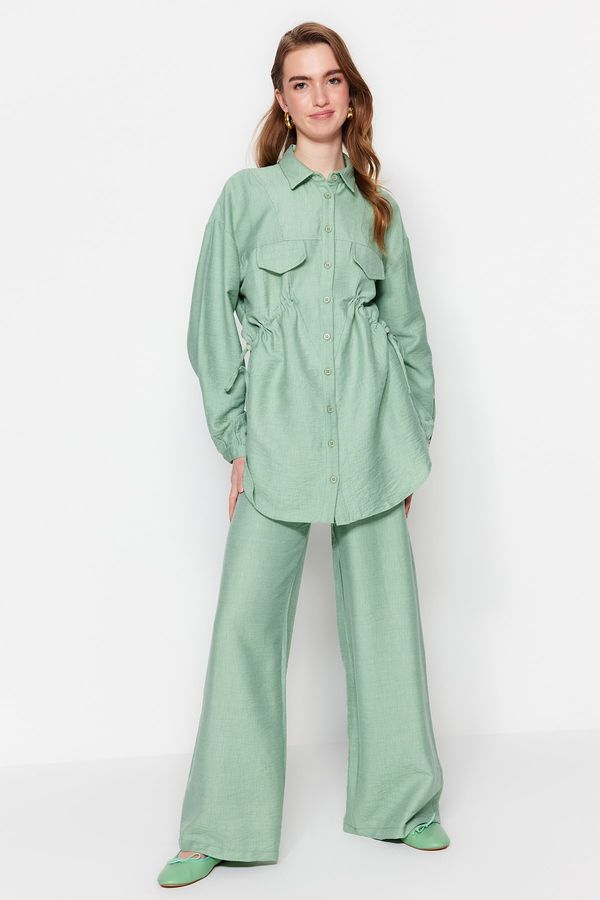 Trendyol Trendyol Khaki Waist Gathered Woven Shirt-Pants Suit